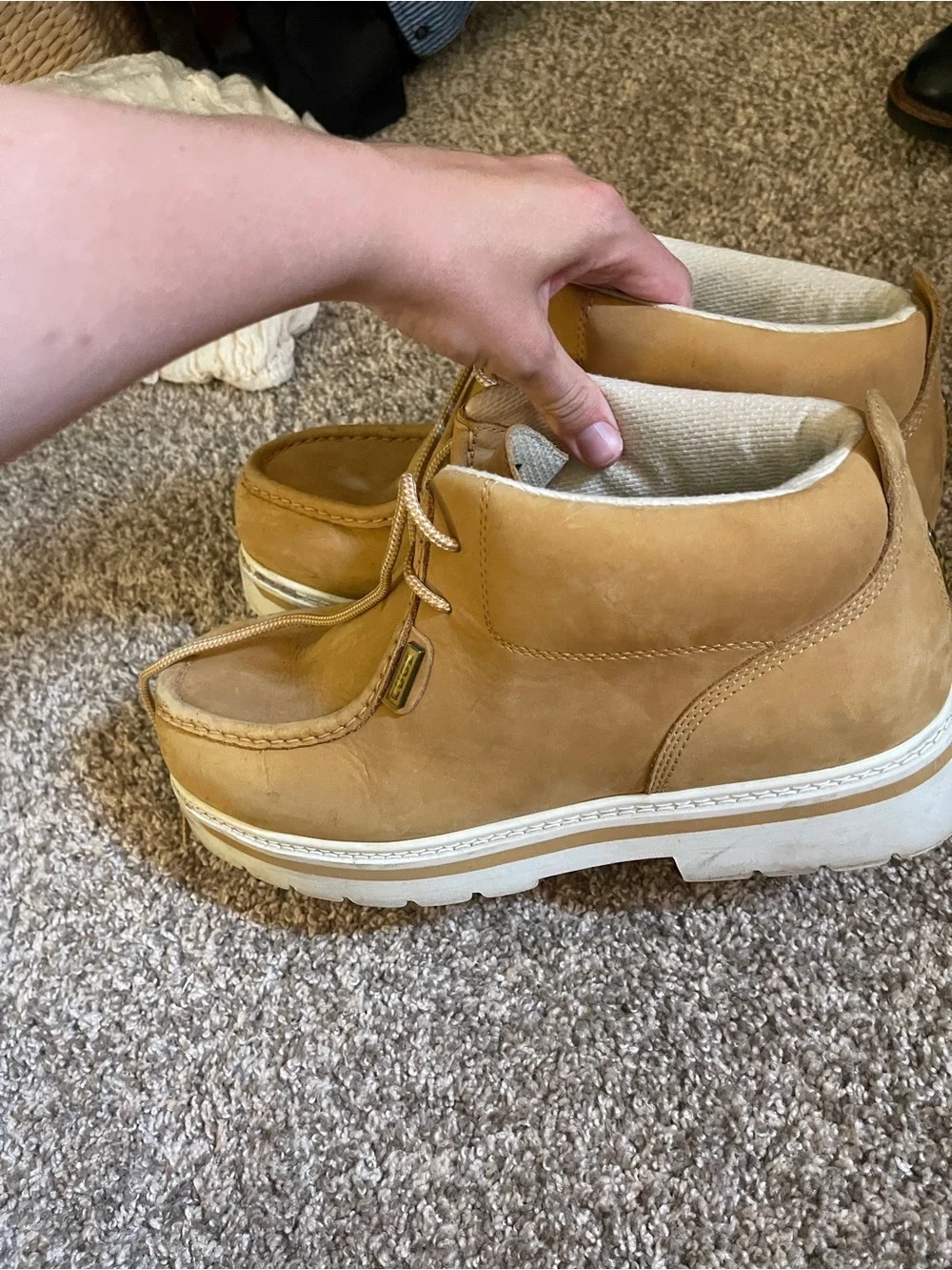 NY LUGZco Men's Strutt LX boots in Golden Wheat/White #utility #workstyle